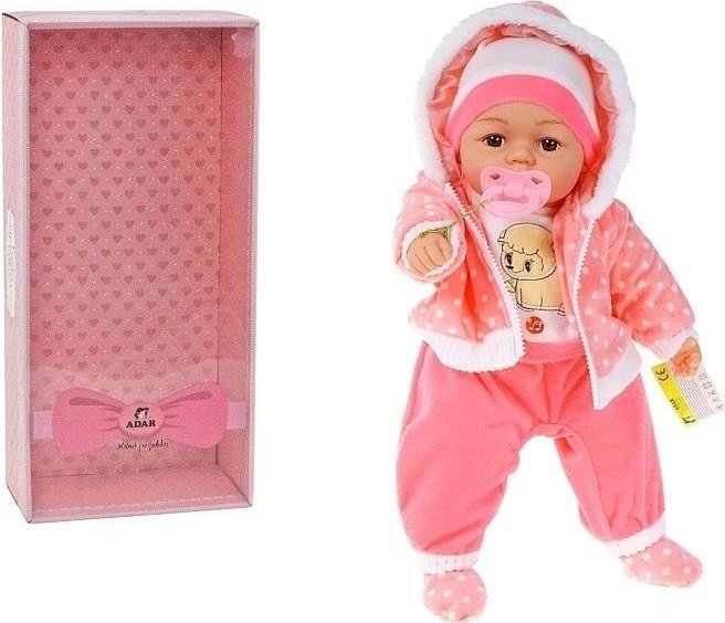 Adar Lalka bobas 45cm ze smoczkiem z dźwiękiem w pudełku 543195-560222 Adar