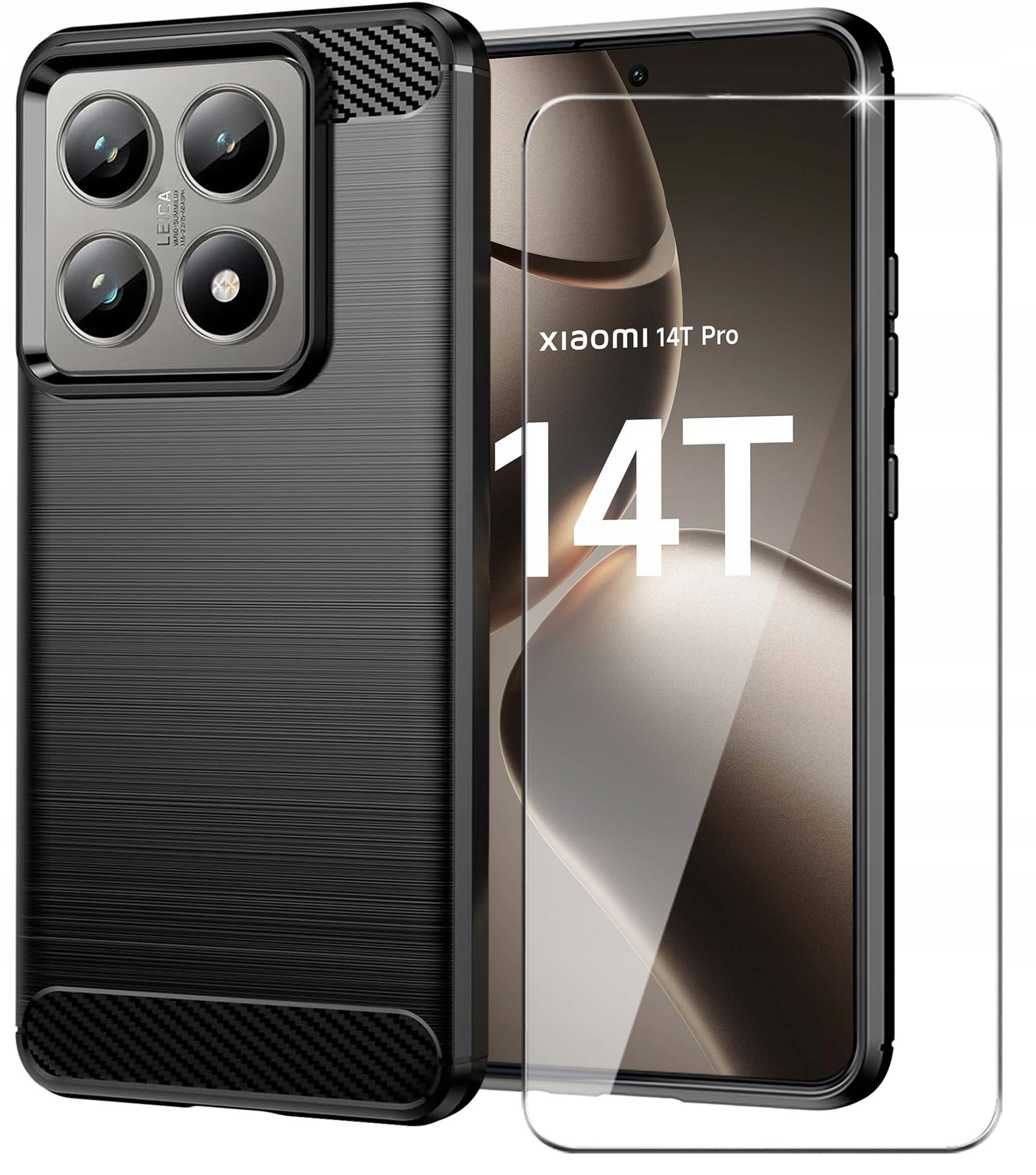 Etui do Xiaomi 14T Pro Pancerne Carbon CASE + Szkło OCHRONNE 9H