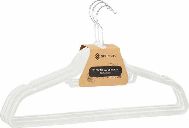 Springos Wieszaki welurowe na ubrania 3 szt. zestaw premium biały UNIWERSALNY
