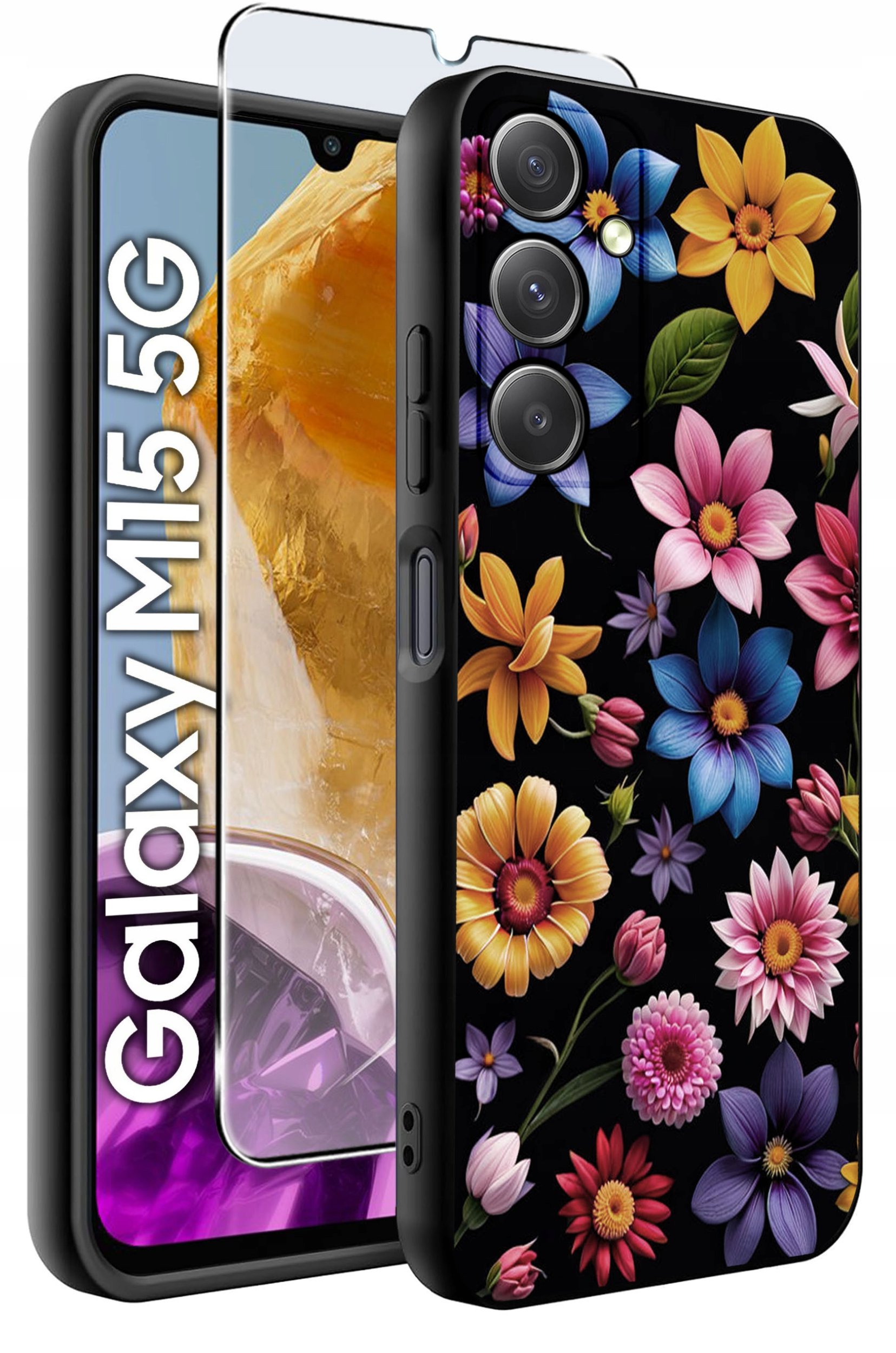 krainaGSM ETUI do Samsung M15 5G WZORY SILIKONOWE MATT CASE + SZKŁO HARTOWANE 9H