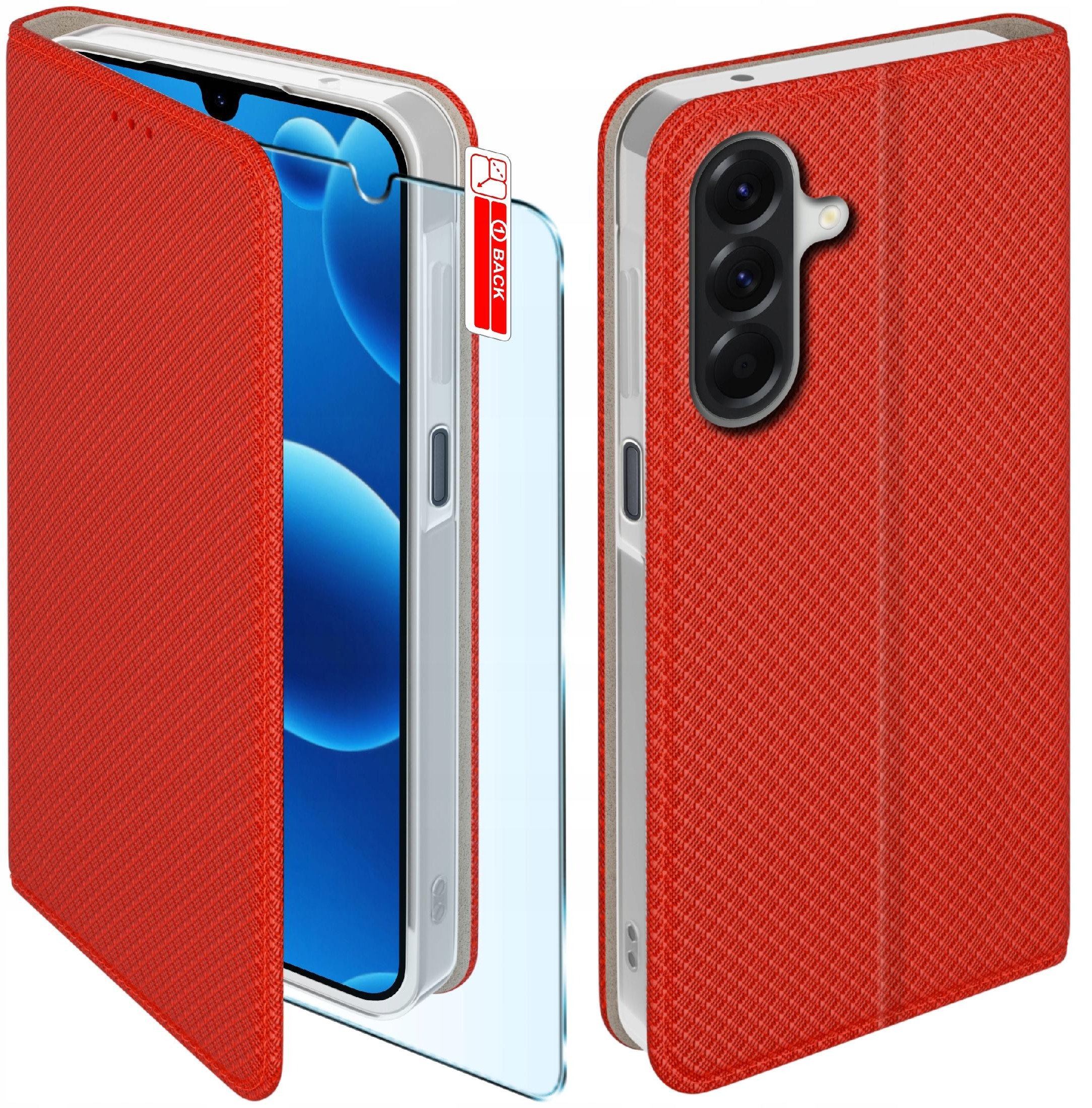 Etui MAGNET do Samsung A17 5G Zamykane Czerwone Futerał + Szkło 9H