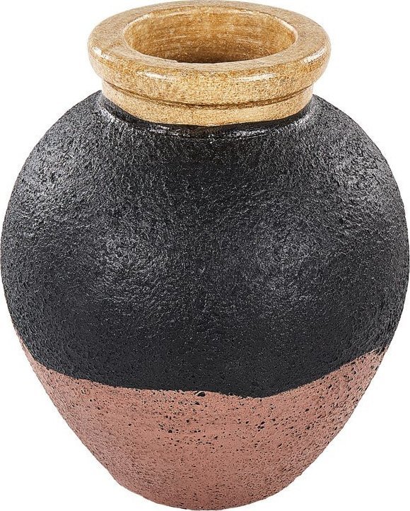 Beliani Wazon dekoracyjny z terakoty 31 cm czarno-różowy DAULIS