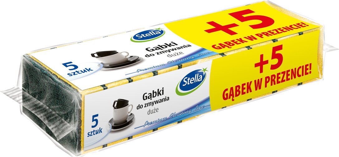 Stella Gąbka do zmywania Duża 5 + 5 szt. gratis