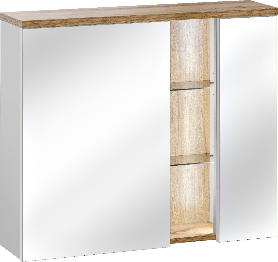 Comad Szafka łazienkowa BAHAMA 80 cm biała z lustrem wisząca COMAD