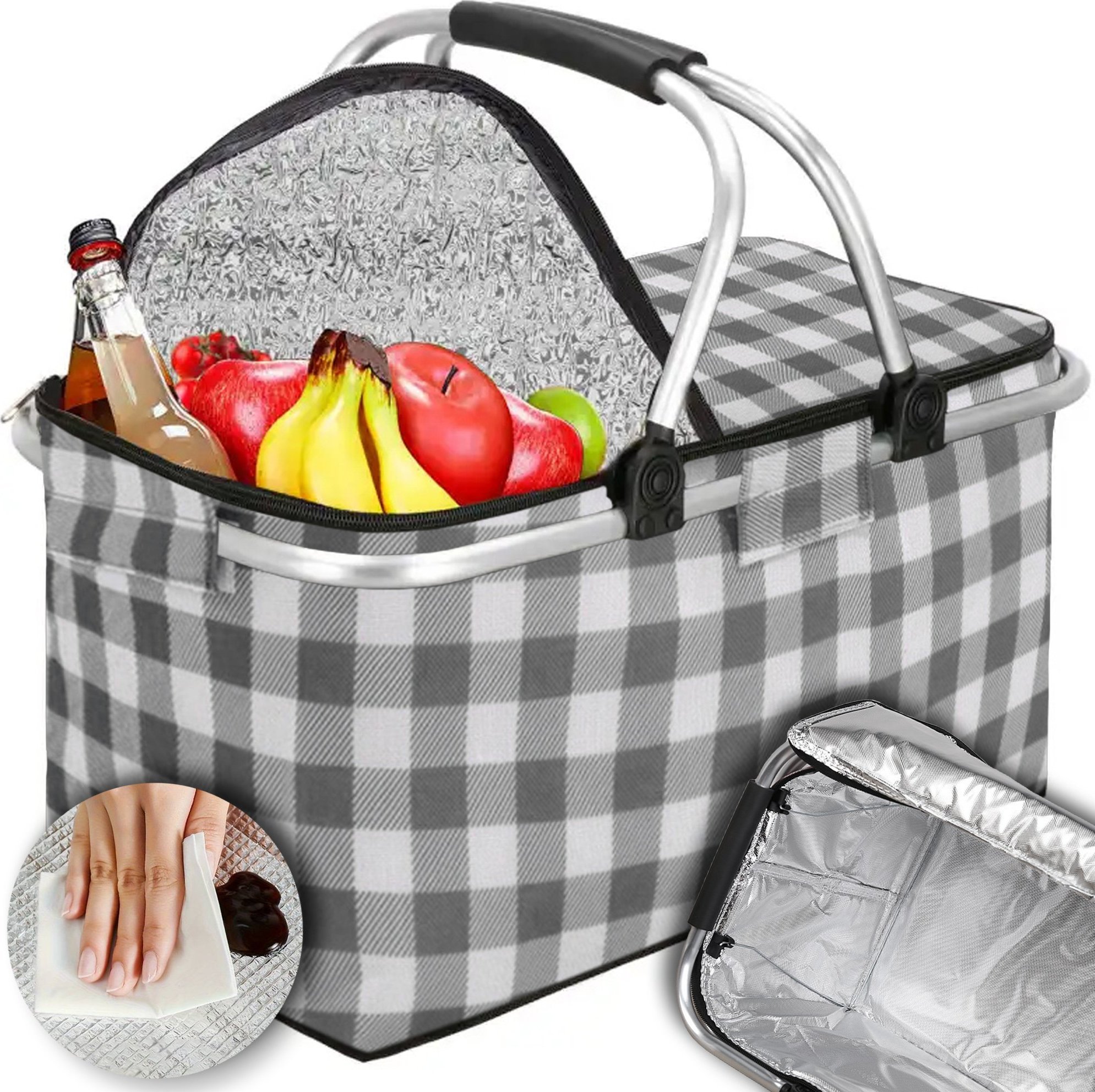 Heckermann Kosz piknikowy Heckermann 30L Szary