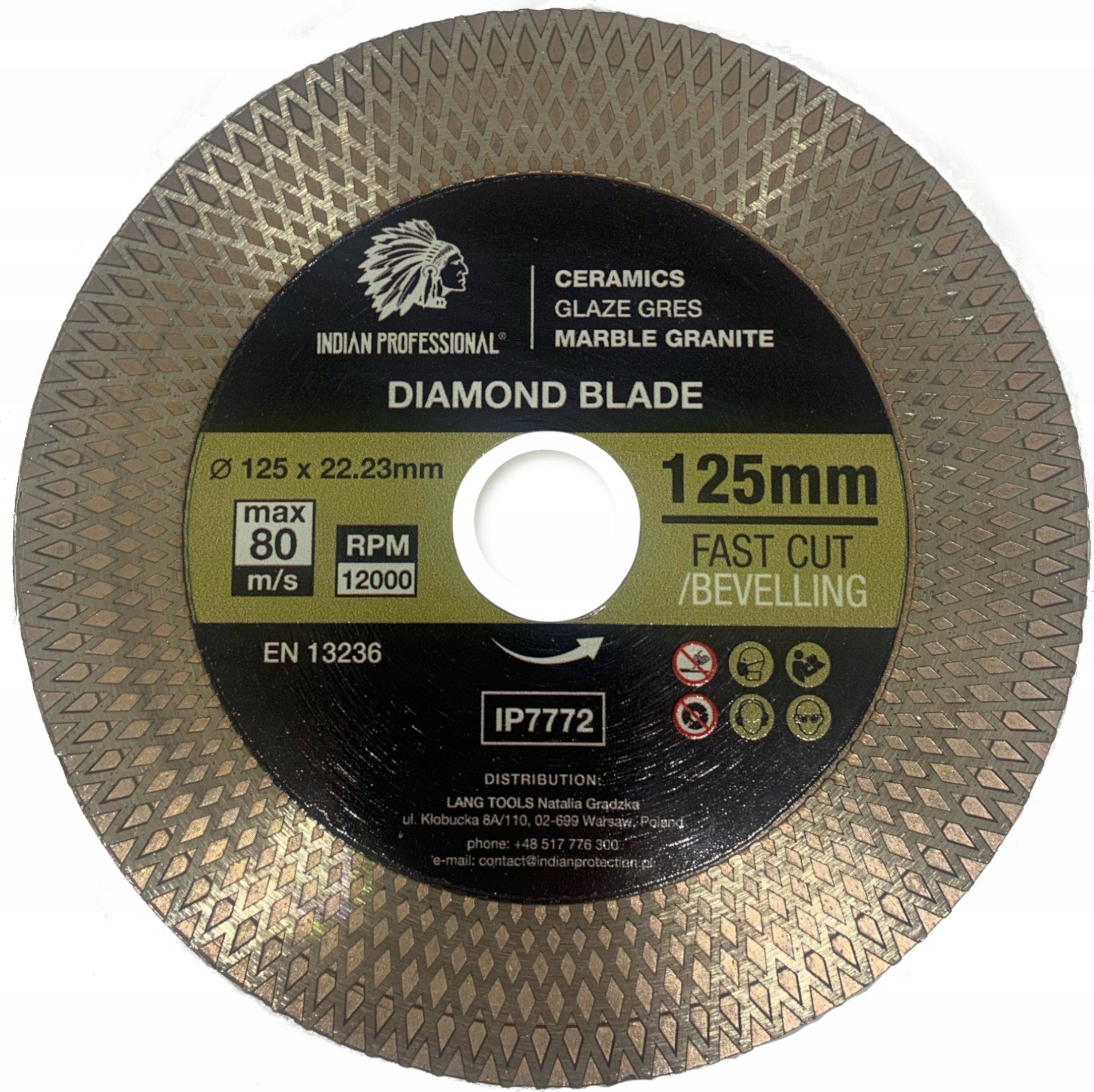 INDIAN PROFESSIONAL TARCZA DIAMENTOWA 125mm x 1,9mm x 22,2mm FAST CUT INDIAN PROFESSIONAL
