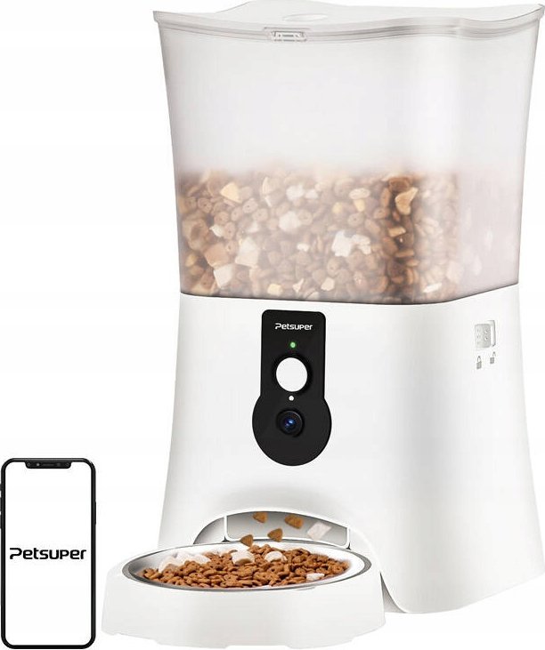 Petsuper Inteligentny dozownik karmy z kamera Petsuper PF01-2 WiFi 5L (biały)