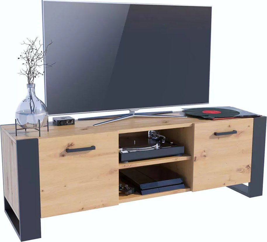 Elior Nowoczesna szafka RTV dąb artisan 150 cm - Berno