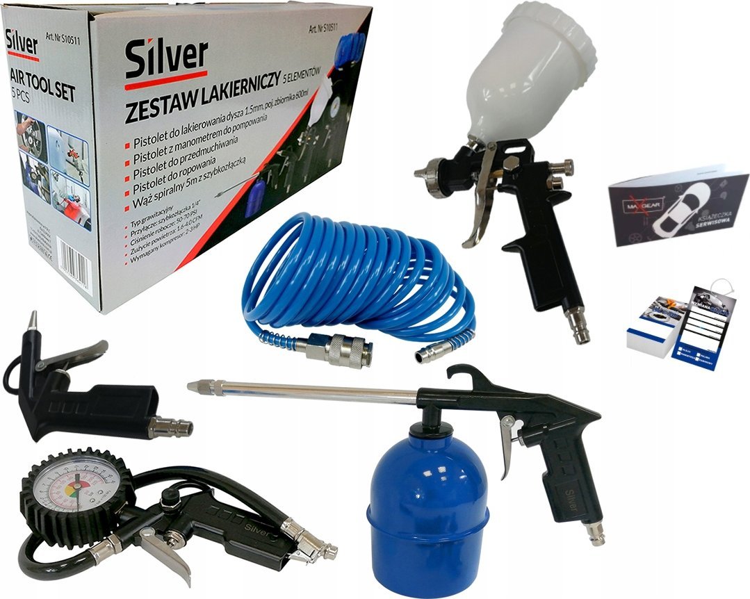 Zestaw narzędzi Silver SILVER ZESTAW NARZĘDZI PNEUMATYCZNYCH 5 elem.