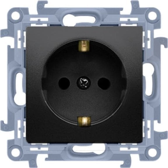 Kontakt-Simon Gniazdo wtyczkowe Kontakt-Simon Simon 10 CGSZ1.01/49 Schuko pojedyncze moduł 16A, 250V~, zaciski śrubowe czarny mat