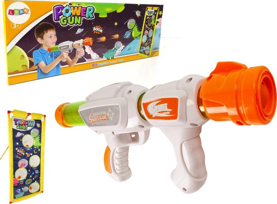 LeanToys Gra Celność Pistolet Kulki Piankowe Plansza Dinozaury