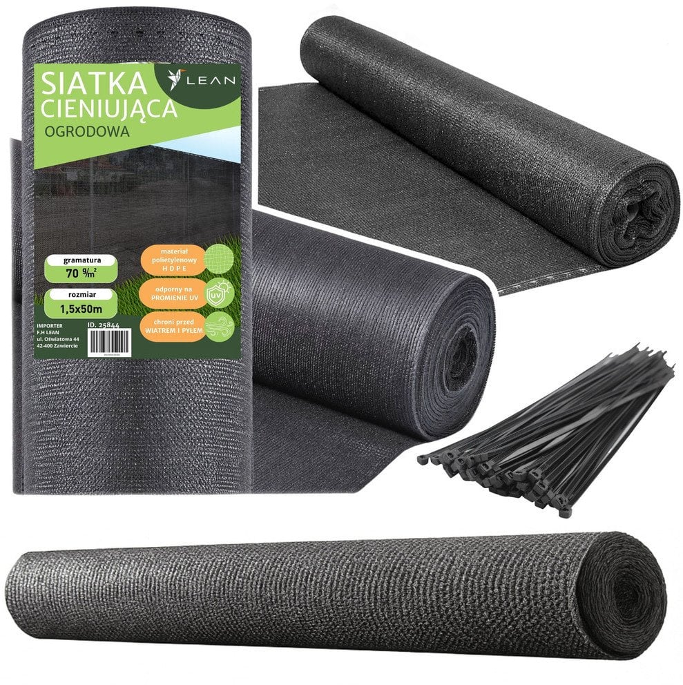 Siatka Cieniująca Na Ogrodzenie Płot Maskująca Szara 1.5M 50M 70g/m?