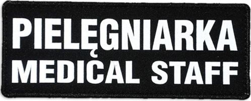Polska Firma Emblemat PIELĘGNIARKA MEDICAL STAFF odblaskowy na rzepie 13 x 5 cm