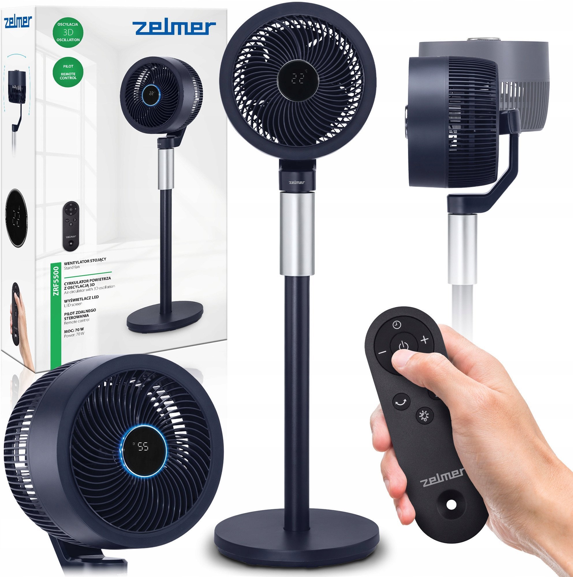 WENTYLATOR ZRF 5500 70W STOJĄCY (turbinowy) 50cm + PILOT