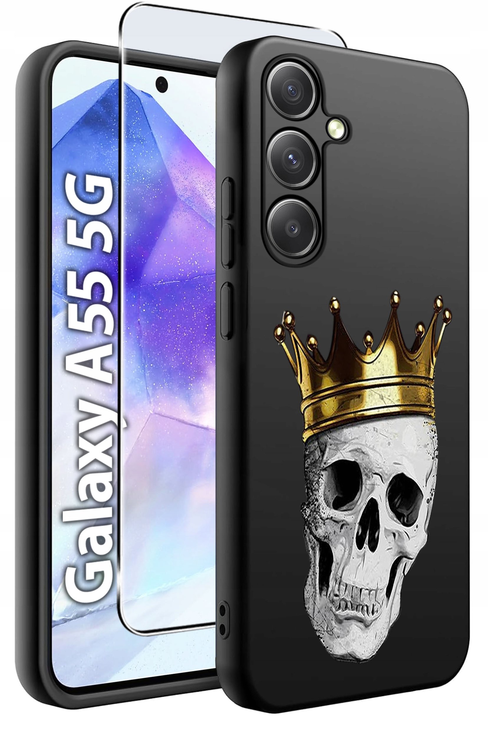 ETUI do Samsung A55 5G WZORY | SILIKONOWE MATT CASE + SZKŁO HARTOWANE 9H