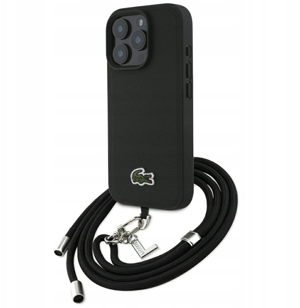 Etui Lacoste Iconic Petit Pique Crossbody Cord MagSafe do iPhone 16 Pro czarny