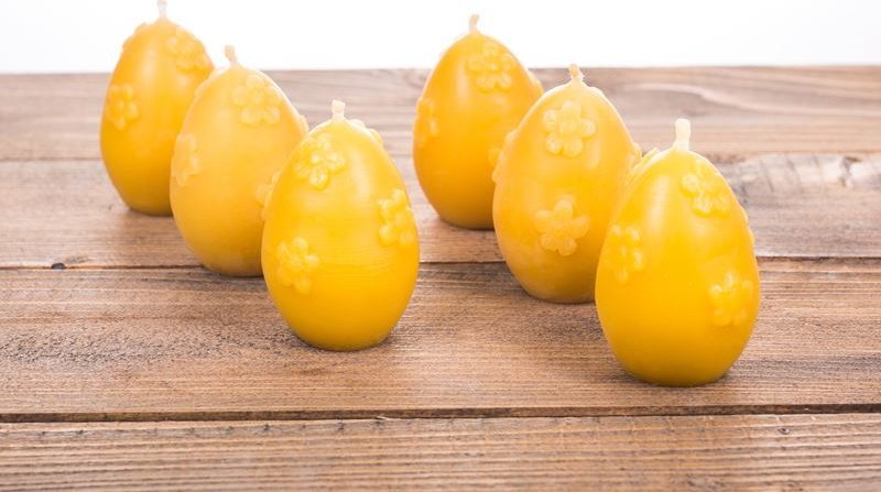 Łysoń Świeca z wosku pszczelego jajko z kwiatami (S274) - S274