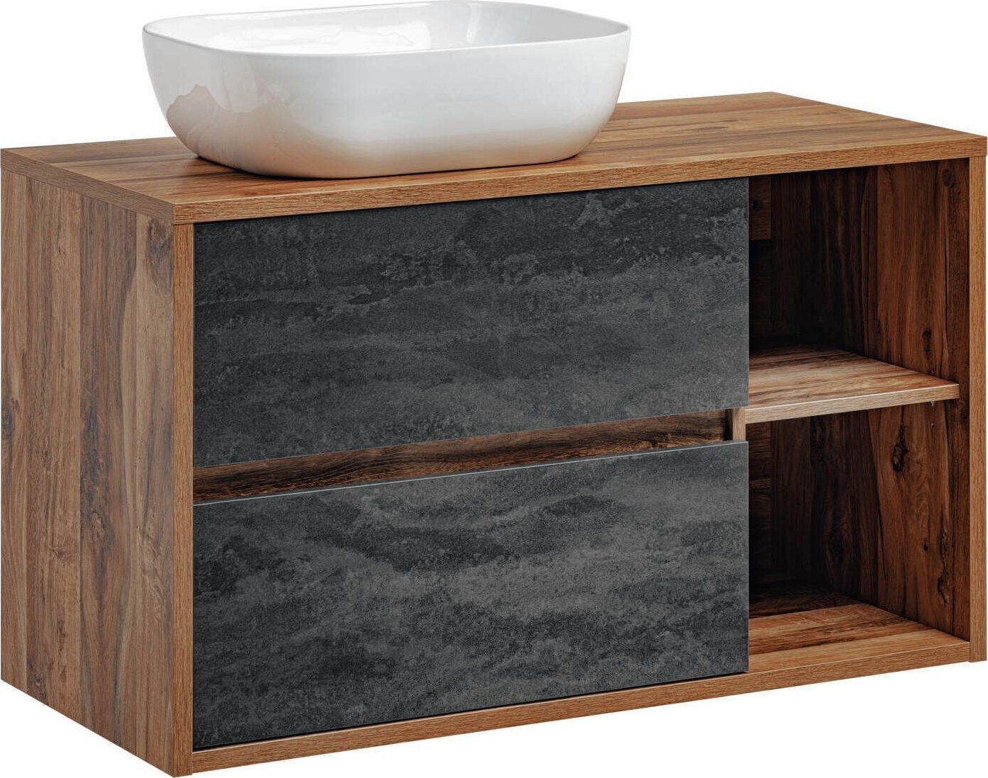 Comad Szafka łazienkowa z umywalką, Hampton, 100x46x60 cm, dąb hunton, mat