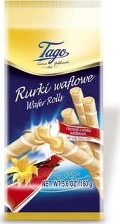 Tago TAGO RURKI WAFLOWE Z KREMEM O SMAKU WANILIOWYM 150G