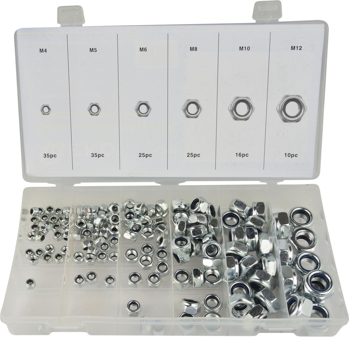 Geko zestaw nakrętek kontrujących z uszczelniaczem, 146 sztuk (G02806)