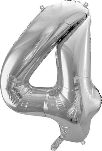 Party Deco Balon foliowy Cyfra "4", 86cm, srebrny uniwersalny