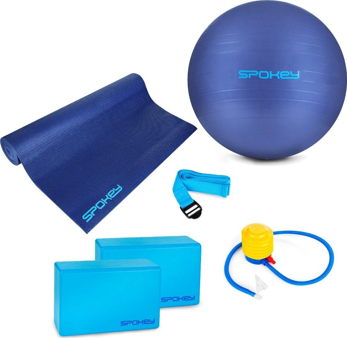 Spokey Zestaw do jogi (mata, dwie kostki, piłka i pasek) ASTEYA