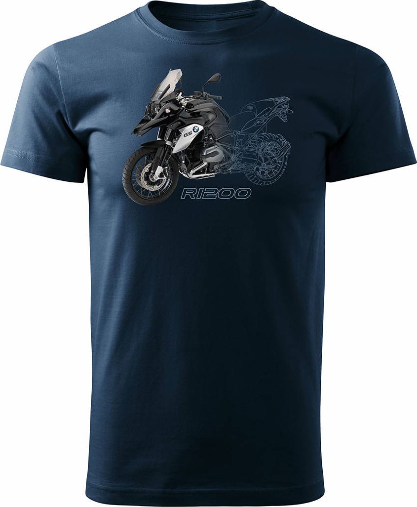 Topslang Koszulka motocyklowa z motocyklem na motor BMW GS 1200 męska granatowa REGULAR M