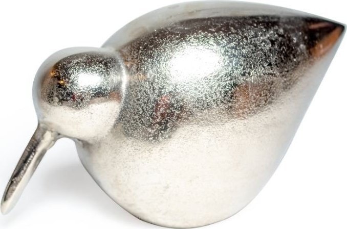 Giftdeco Figurka aluminiowa Dziobiący ptaszek, nikiel 28x20