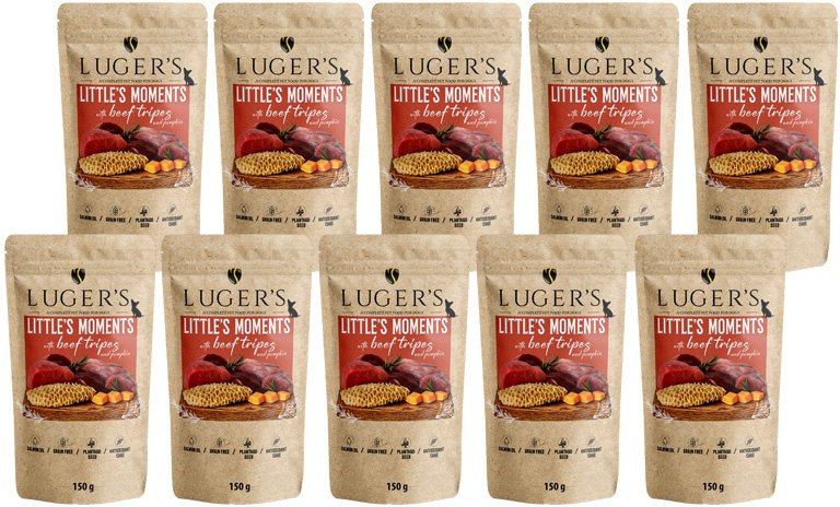 Karma mokra dla psów małych ras Luger's Little's Moments z żołądkami wołowymi i dynią zestaw 10 x 150 g