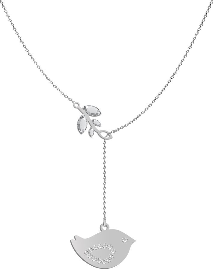 Radziszewska Jewellery Naszyjnik Srebrny Ptaszek z Gałązką