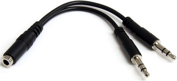 Kabel StarTech Jack 3.5mm - Jack 3.5mm x2 0.2m czarny (MUYHSFMM)