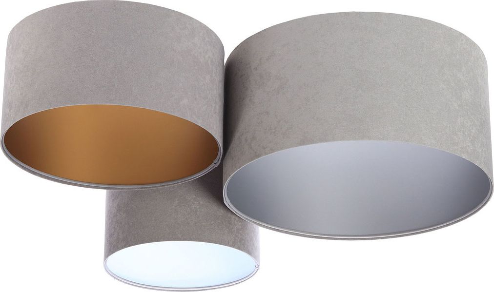 Lampa sufitowa Lumes Szary welurowy plafon okrągły - EXX42-Bevis