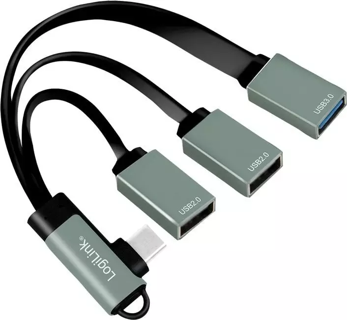 Adapter USB LogiLink LogiLink 3-portowy USB-C kątowy
