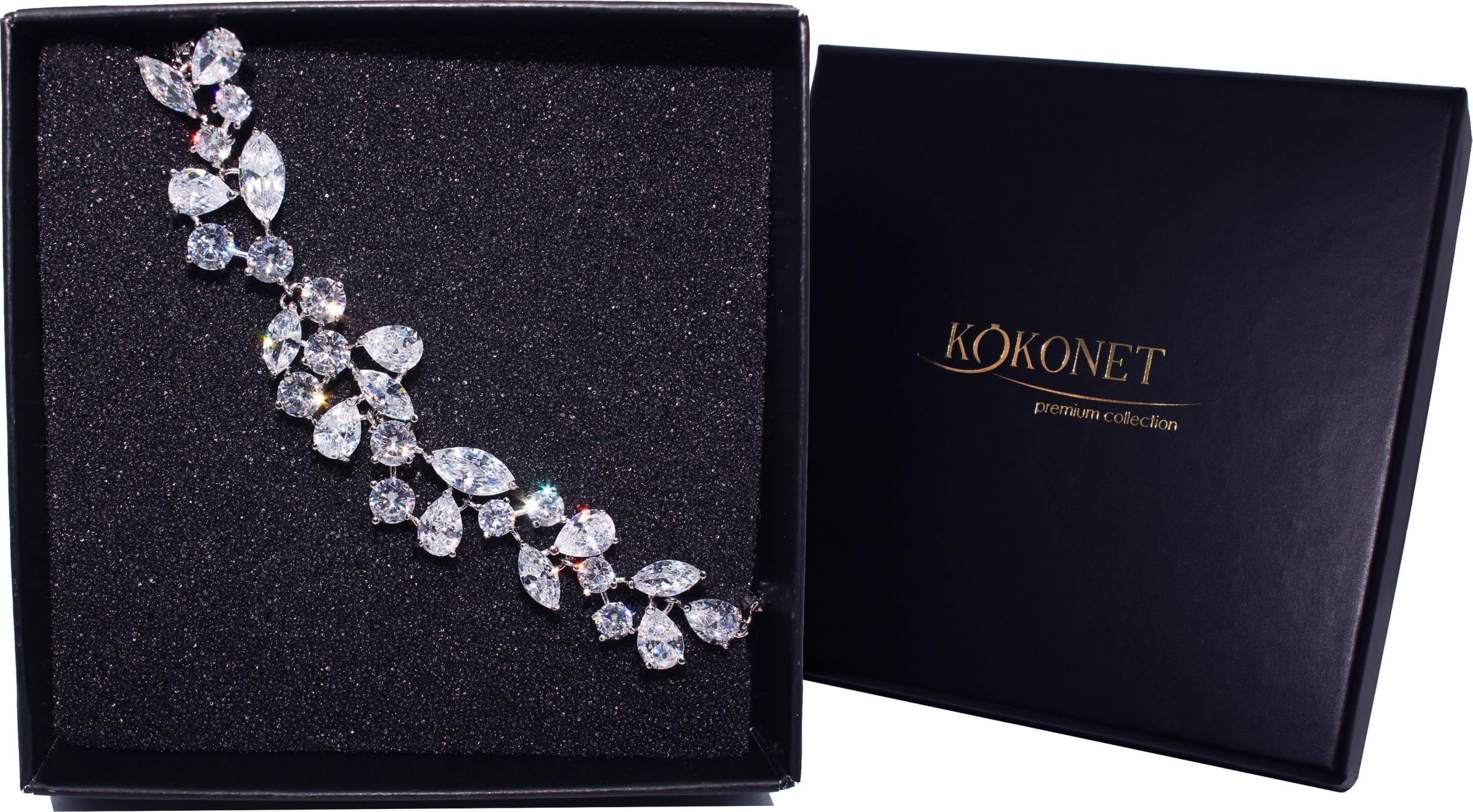 KOKONET Bransoletka ślubna srebrna BOHO piękna swarovski