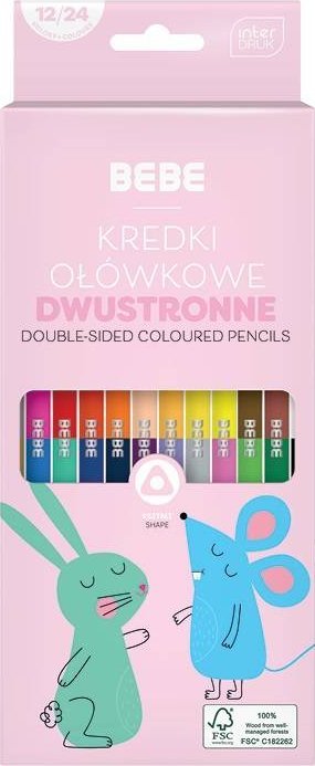 bebe Kredki ołówkowe dwustronne wytrzymałe Olo 24 kolory