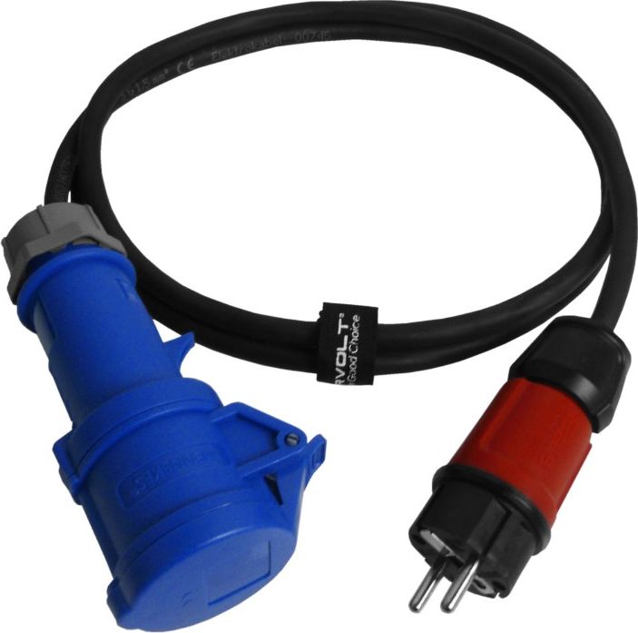 Doktorvolt Kabel przejściowy 2m IP44 230V/16A z wtyczki 230V na gniazdo kempingowe przewód 3x1,5 Doktorvolt 6503