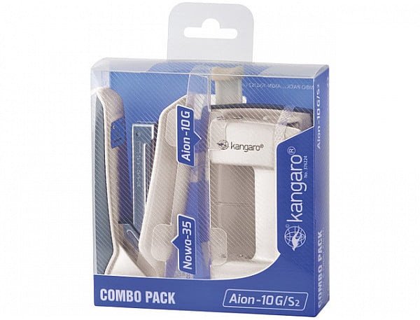 Zestaw zszywacz Nowa-35 + dziurkacz Aion-10G, pudełko z zawieszką, biały