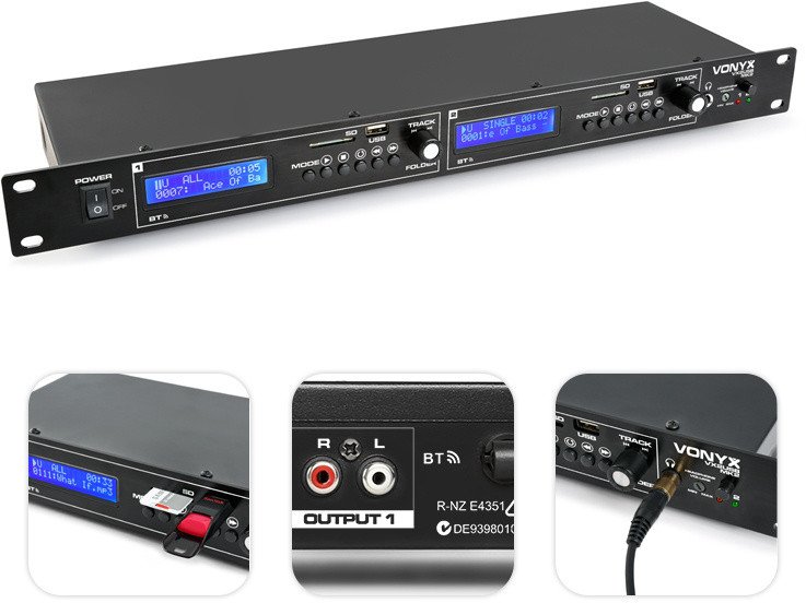 Podwójny odtwarzacz multimedialny USB/SD/BT VX2USB MK2 one size