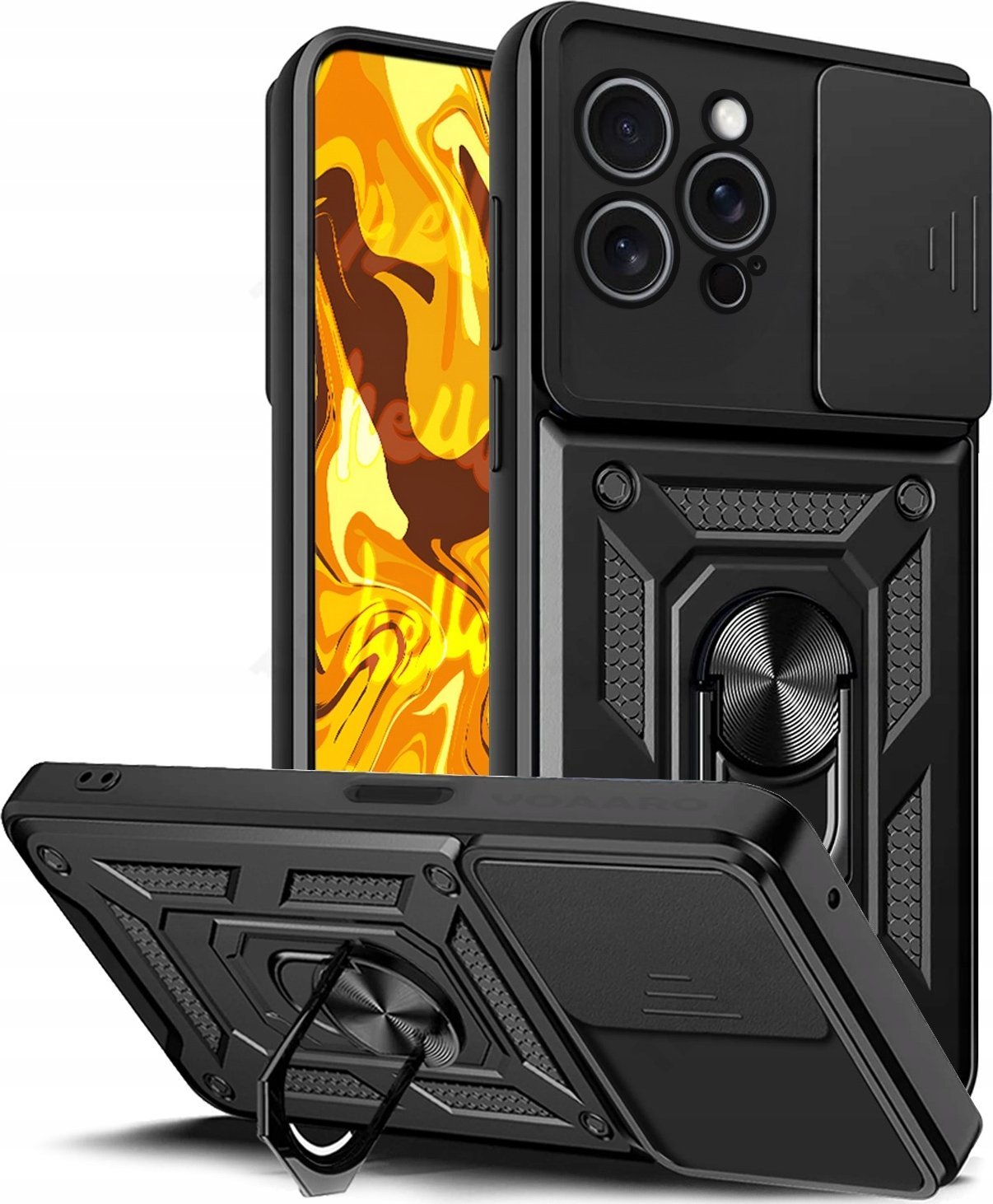 Hello Case Etui do Apple iPhone 16 Pro Max (Czarne, Pancerne, Armor Case, Ring)