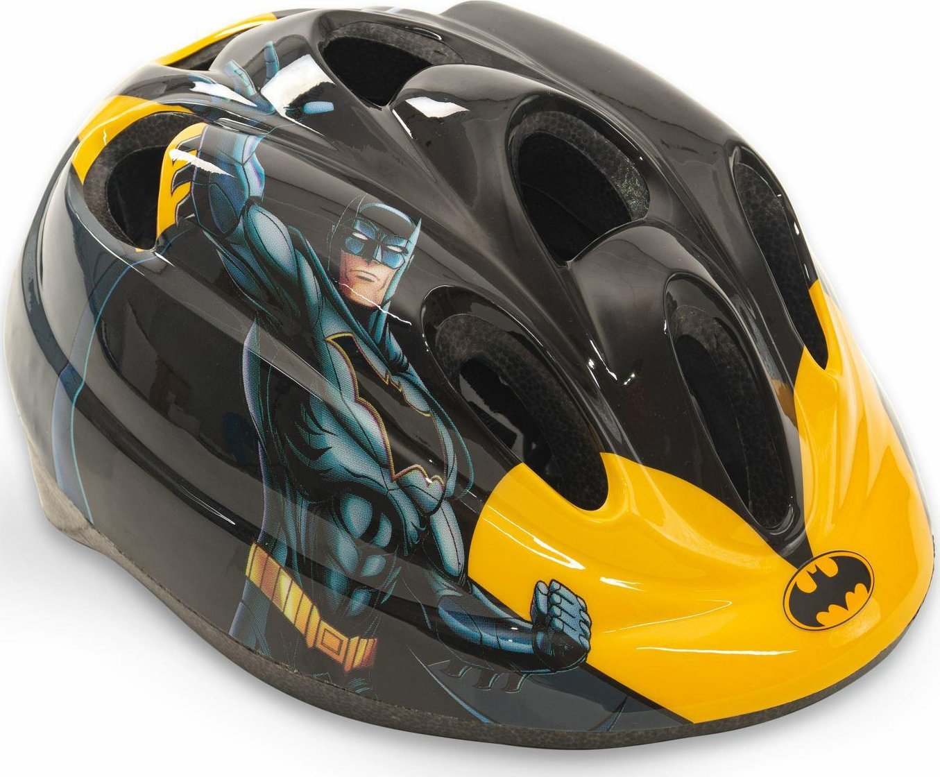 Kask dziecięcy Batman DC regulowany dla chłopców - na rower, hulajnogę, rolki - czarny/żółty, Toimsa