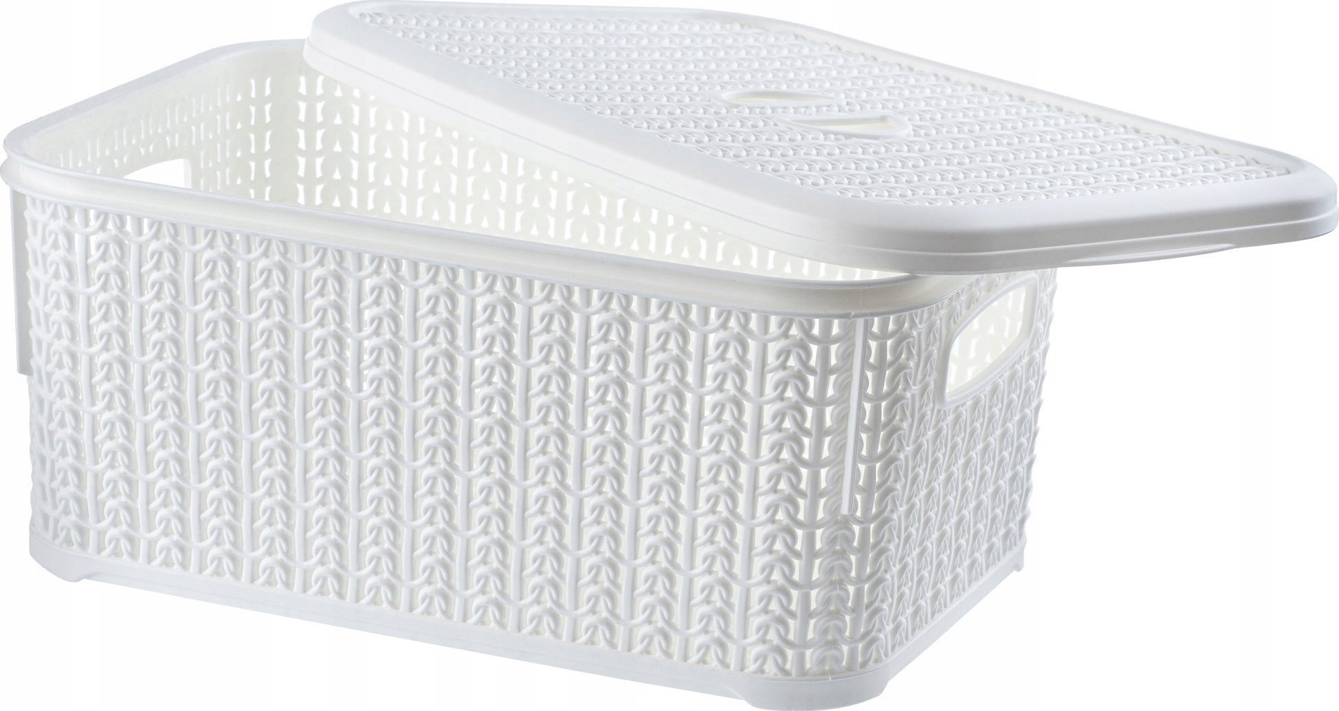 Kosz na pranie Kadax Koszyk Kosz 6L Pojemnik Z Pokrywką Organizer Biały