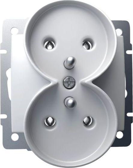 Kanlux Gniazdo Logi 2-krotne francuskie z uziemieniem białe (25092)