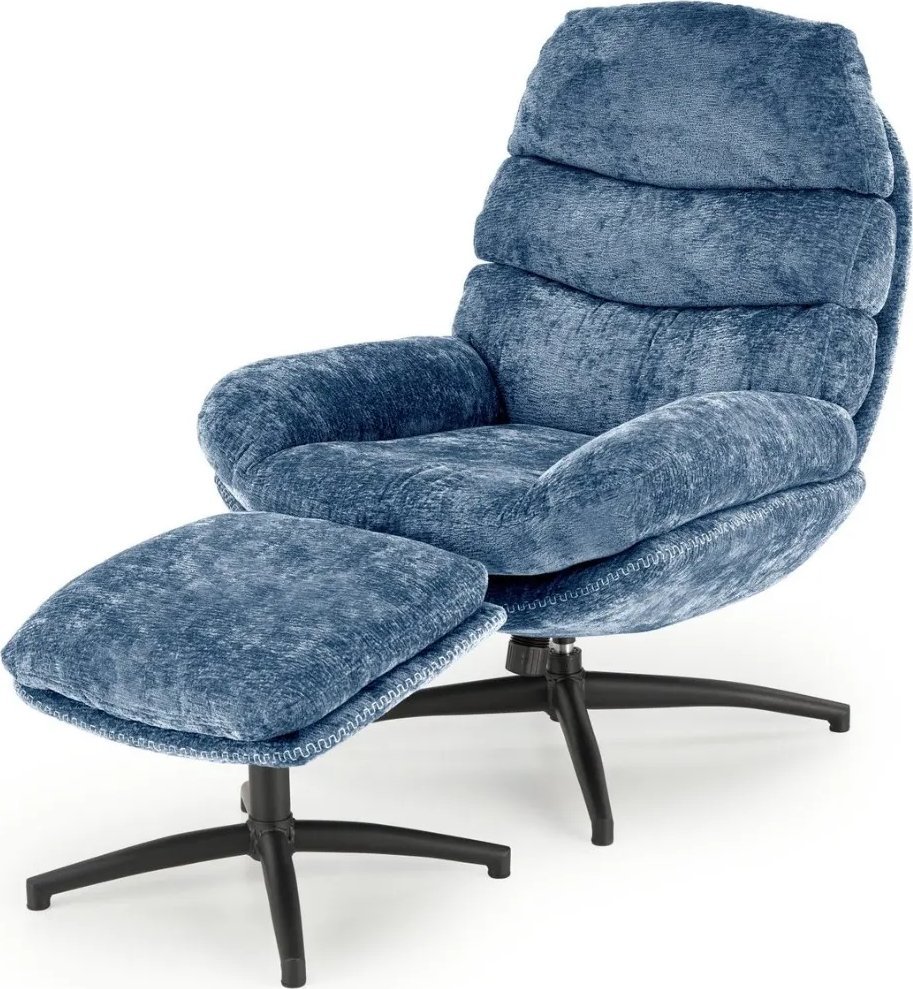 Halmar Fotel DARIO niebieski z podnóżkiem HALMAR