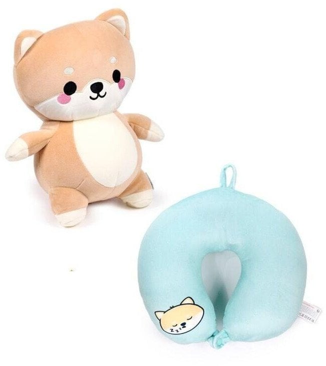 Poduszka podróżna i pluszowa zabawka 2w1 Pies