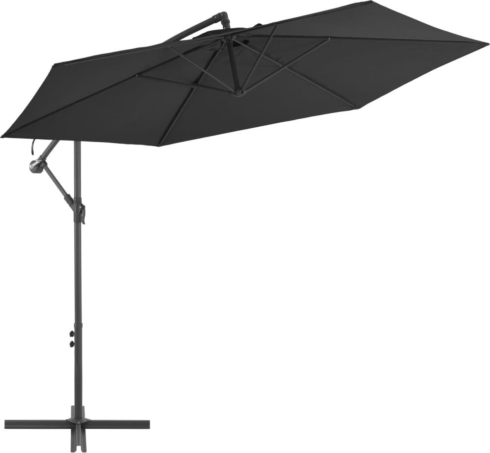vidaXL Parasol wiszący z aluminiowym słupkiem, 300 cm, czarny