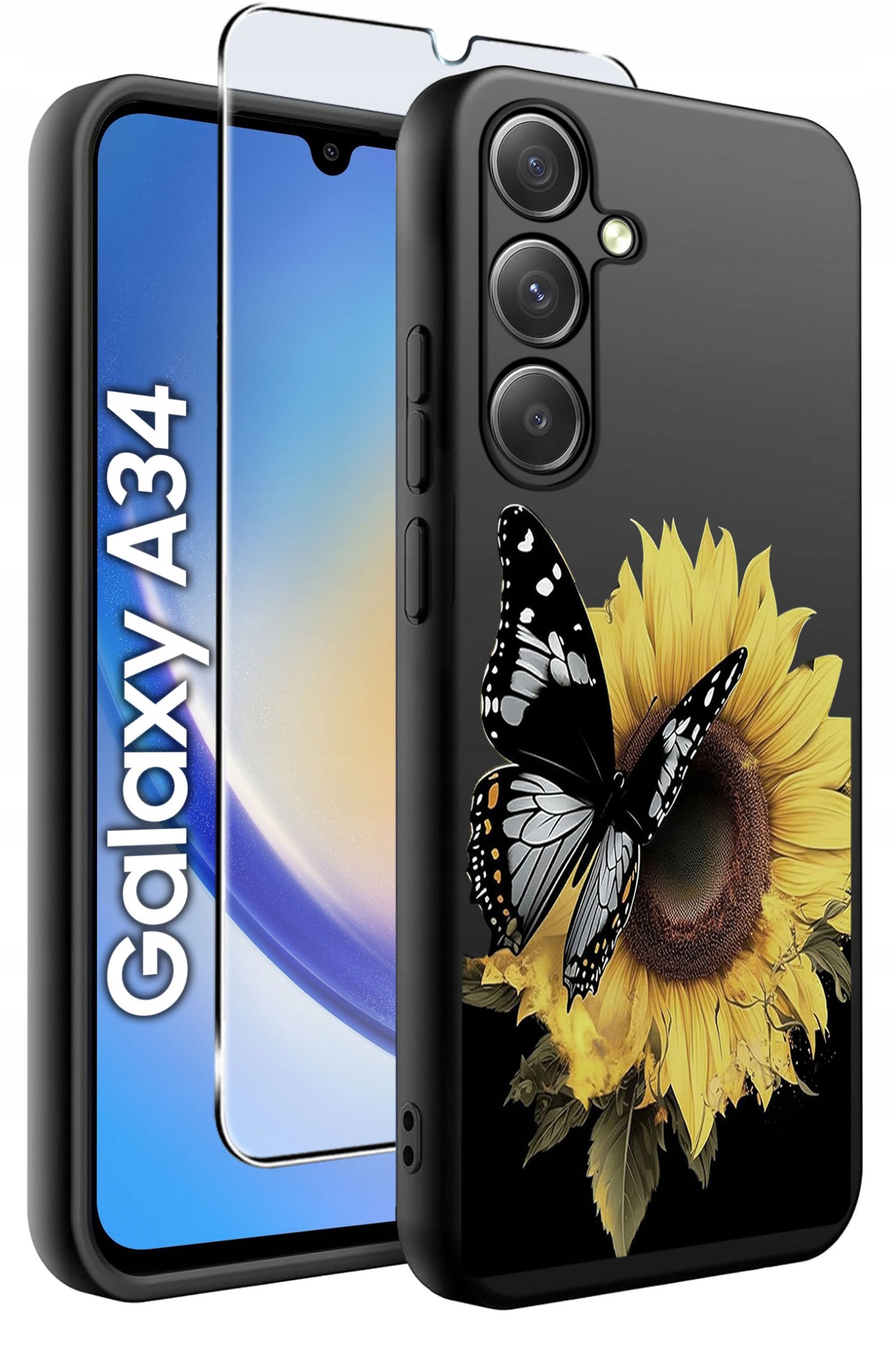 ETUI do Samsung A34 5G WZORY | SILIKONOWE MATT CASE + SZKŁO 9H