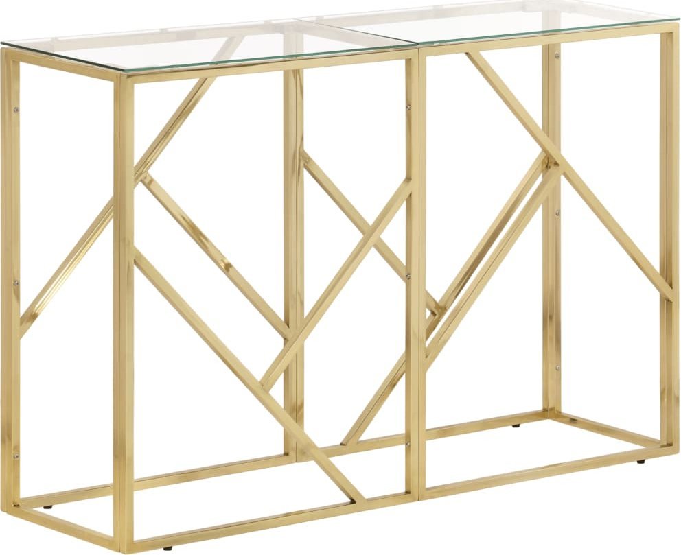 vidaXL vidaXL Stolik konsolowy, złoty, stal nierdzewna i szkło hartowane