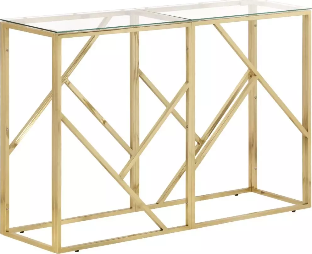 vidaXL vidaXL Stolik konsolowy, złoty, stal nierdzewna i szkło hartowane