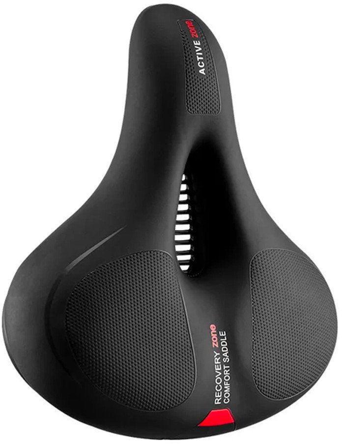 Wygodne komfortowe siodełko rowerowe z odblaskami - czarno-czerwone Wygodne komfortowe siodełko rowerowe z odblaskami - czarno-czerwone