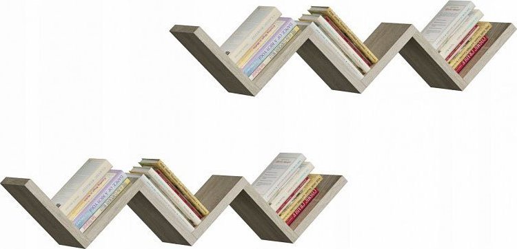 Elior Dwie półki wiszące zygzak dąb sonoma - Bertos